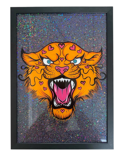 Lucid Designs - Heart leopard - Original Framed