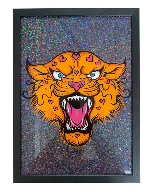 Lucid Designs - Heart leopard - Original Framed