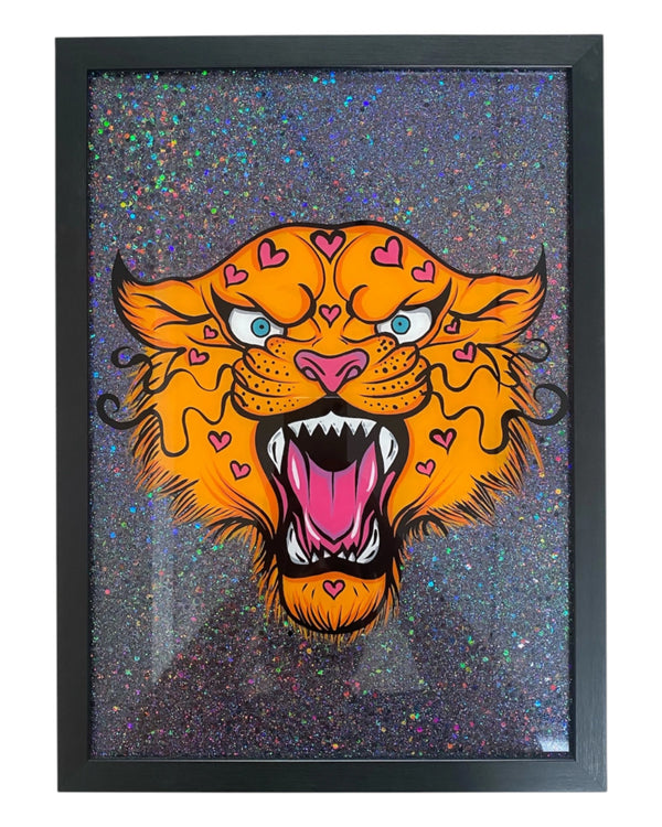 Lucid Designs - Heart leopard - Original Framed